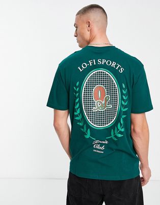 Only & Sons oversized t-shirt with lo-fi sports back print in green