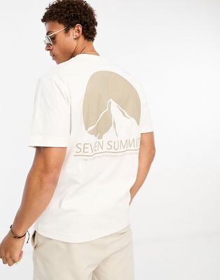 Only & Sons oversized T-shirt with mountain summit back print in white