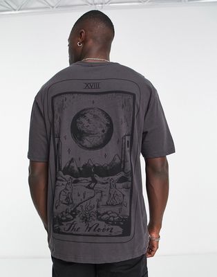 Only & Sons oversized T-shirt with mystic tarot card back print in gray