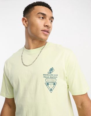 Only & Sons oversized t-shirt with sneaker print in light yellow-Green