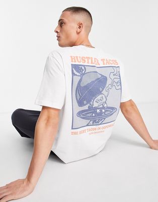Only & Sons oversized t-shirt with taco back print in white