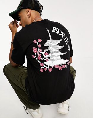 Only & Sons oversized t-shirt with temple print in black