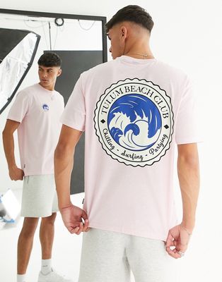 Only & Sons oversized t-shirt with Tulum back print in pink