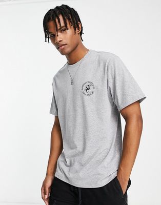 Only & Sons overszied t-shirt with embroidery chest logo in green-Gray