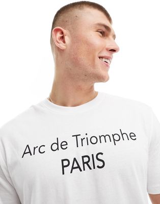 Only & Sons Paris print T-shirt in white