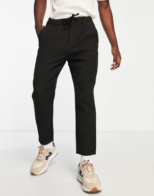 Only & Sons premium loose fit cropped smart pants in black