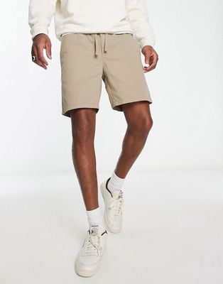 Only & Sons pull on twill shorts in beige-Neutral