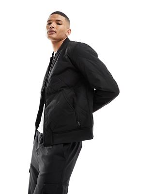 Only & Sons quilted bomber jacket in black