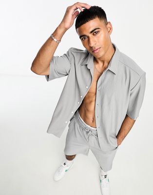 Only & Sons ribbed short sleeve shirt in gray - part of a set