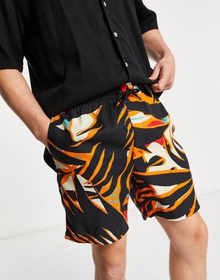 Only & Sons shorts in large palm print in orange - part of a set