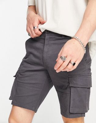 Only & Sons slim fit cargo shorts in gray