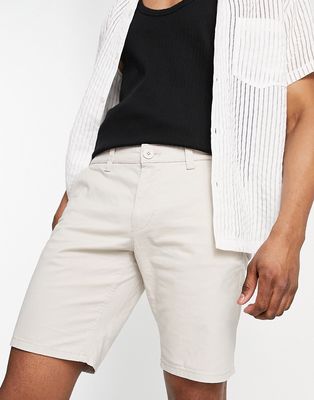 Only & Sons slim fit chino shorts in beige-Neutral