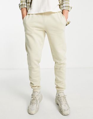 Only & Sons slim fit sweatpants in beige-Neutral