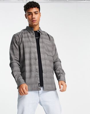 Only & Sons smart check overshirt in dark gray