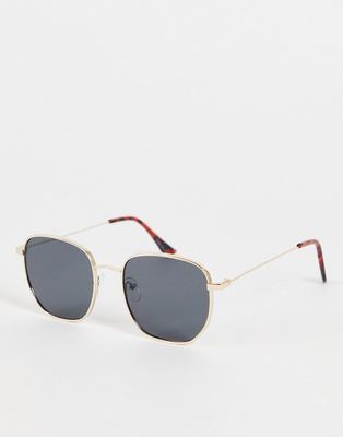 Only & Sons square sunglasses in gold