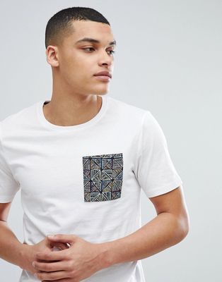 Only & Sons T-Shirt With Printed Pocket-White