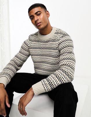Only & Sons textured crew neck sweater in multi