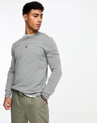 Only & Sons textured knit sweater in gray