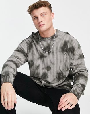 Only & Sons tie dye sweater with crew neck in khaki-Green