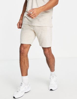 Only & Sons towelling shorts in stone - part of a set-Neutral