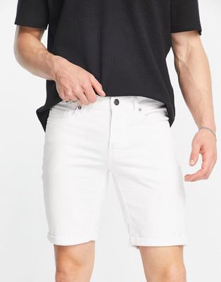 Only & Sons twill 5 pocket shorts in white