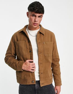 Only & Sons worker jacket with quilted lining in brown