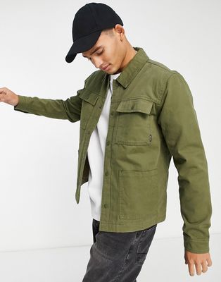 Only & Sons worker jacket with quilted lining in khaki-Green