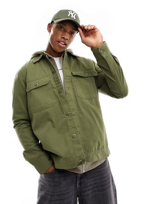 Only & Sons worker overshirt in khaki-Green