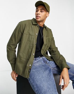 Only & Sons workwear overshirt in green