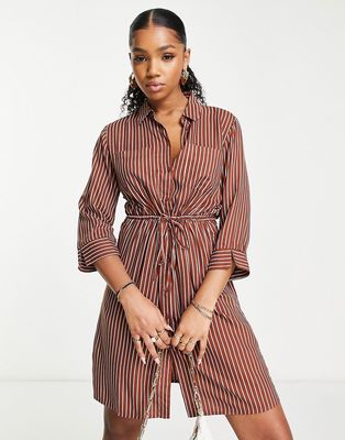 Only belted shirt dress in brown