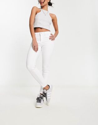Only Blush skinny jeans with frayed hem in white