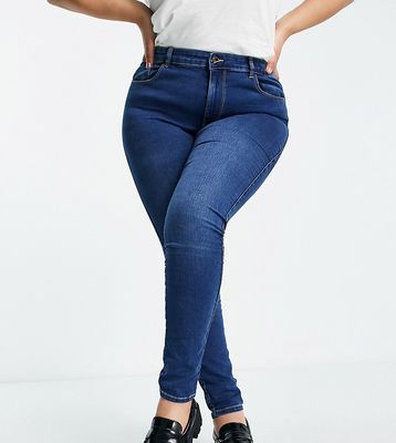 Only Curve Augusta skinny jeans in mid blue wash