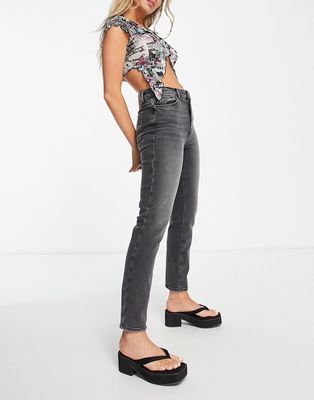 Only Emily high waisted straight leg jeans in washed gray