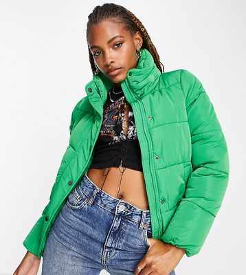 Only exclusive funnel neck padded jacket in bright green