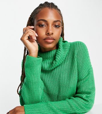 Only exclusive longline roll neck sweater in bright green