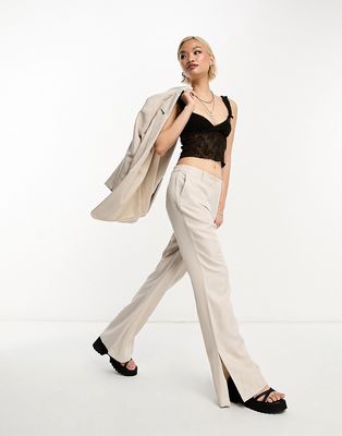 Only flared tailored pants in stone - part of a set-Neutral