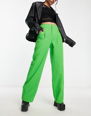 Only high waist wide leg pants in bright green - part of a set