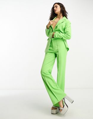 Only high waisted flared pants in lime - part of a set-Green