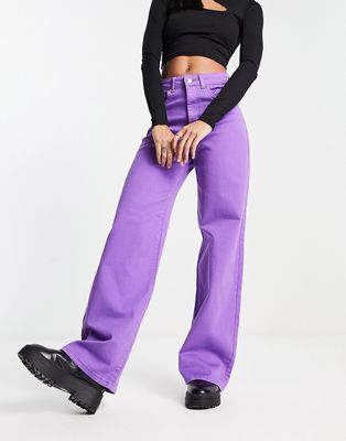 Only high waisted wide leg jeans in purple
