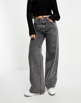 Only Hope wide leg jeans in acid wash gray