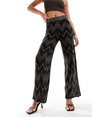 Only lightweight chevron pants in black and gold glitter - part of a set