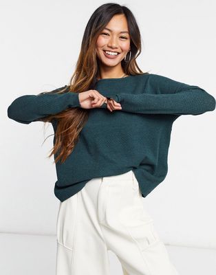 Only long sleeve pullover sweater in green melange