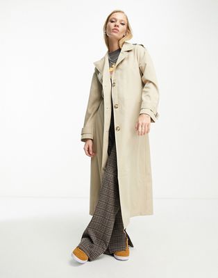 Only longline trenchcoat in stone-Neutral