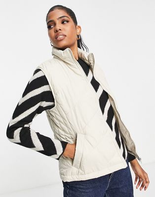 Only Nicole quilt vest in stone-Neutral