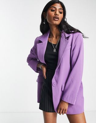 Only oversized blazer in purple