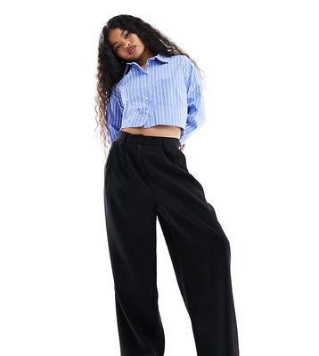 Only Petite pleat front tailored pants in black