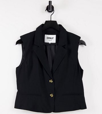 Only Petite tailored vest in black