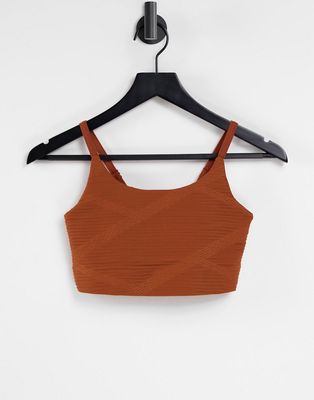 Only Play textured performance sports bra in rust - part of a set-Brown