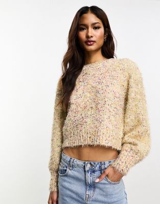 Only round neck glitter sweater in multi