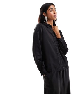 Only satin shirt in black - part of a set